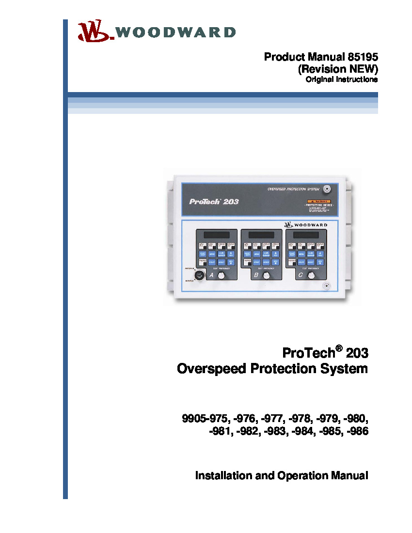 First Page Image of 9905-975 Protech 203 Manual 85195.pdf